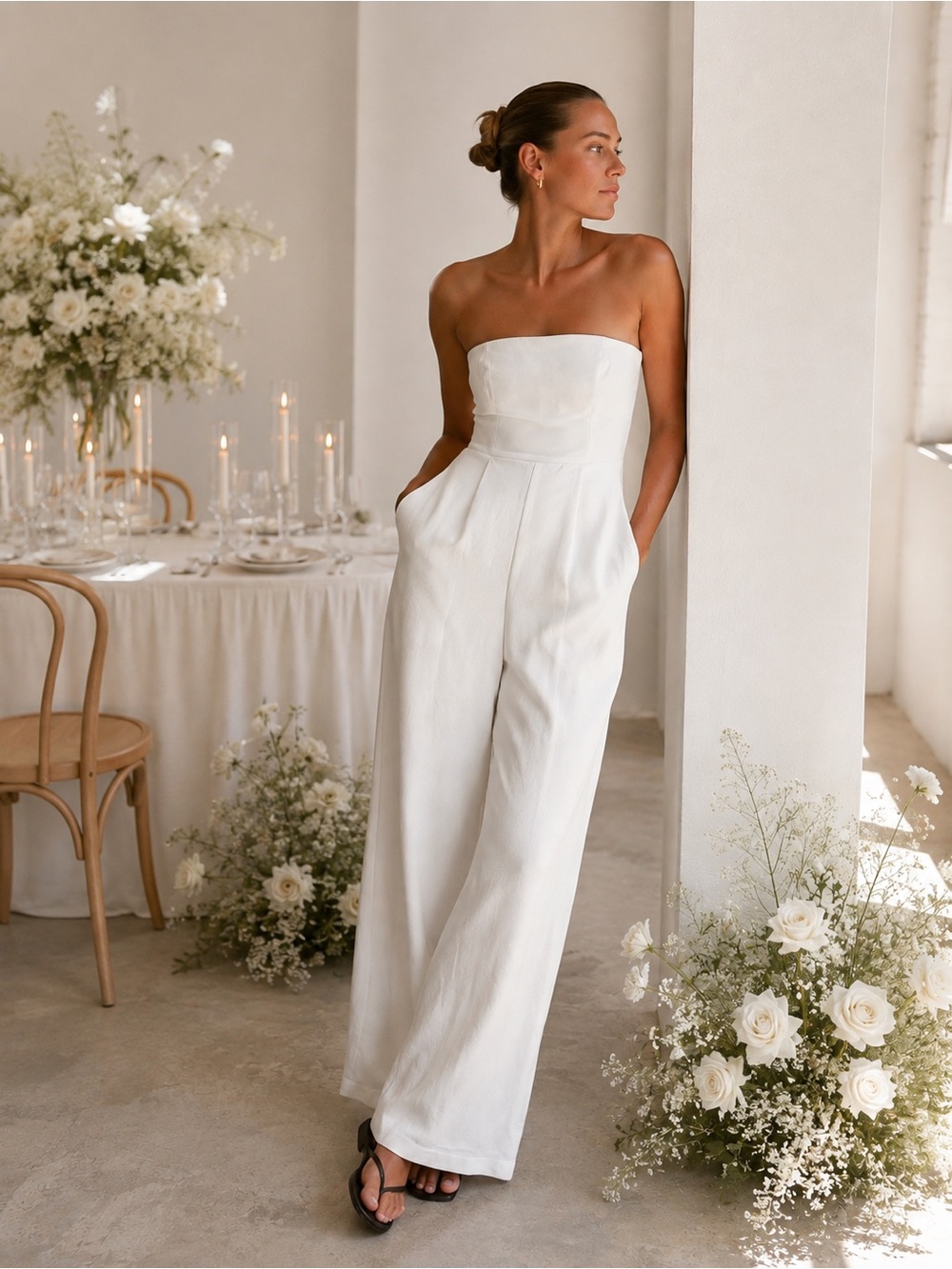 Wild Fable White Wide Leg Jumpsuit Removable Straps Size M NWT - Picture 8 of 9